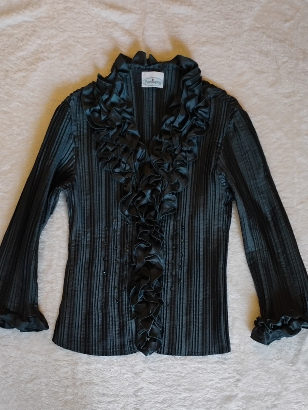 Patchington Unsized (S?) Crinkle Blouse Ruffled Sequin